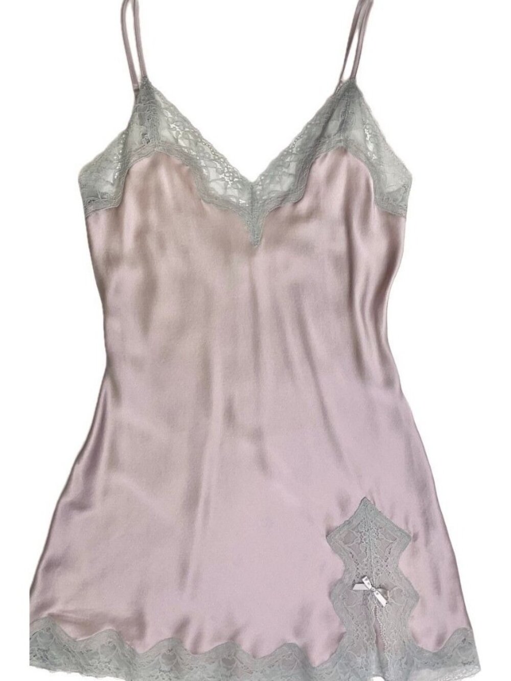 Samantha Chang SILK BABYDOLL DUSK W/ SILVER LACE- Med Display Model
